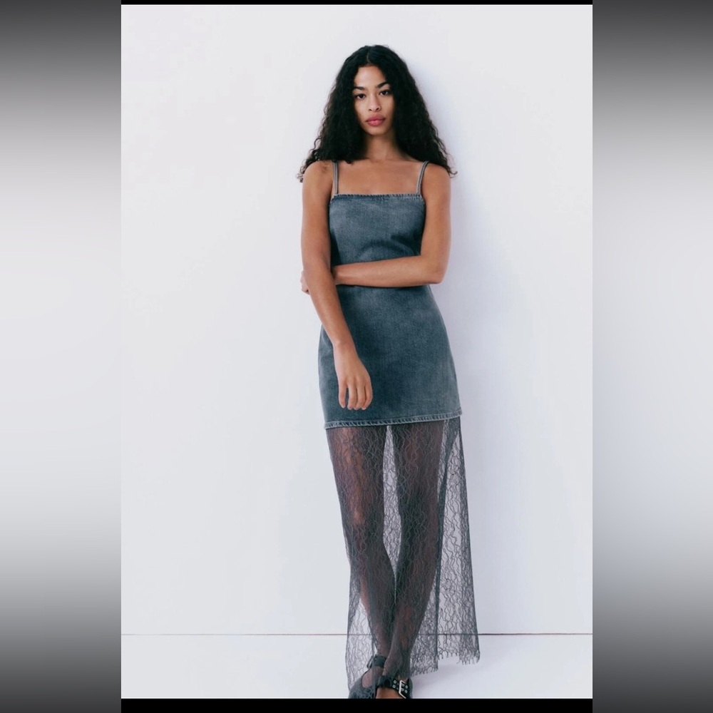 SZ S Zara demin and lace dress